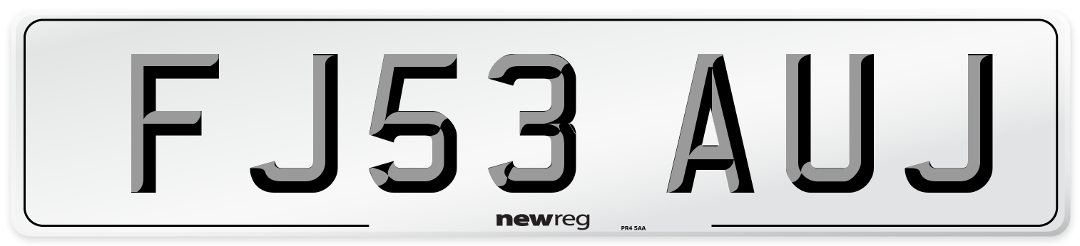 FJ53 AUJ Number Plate from New Reg